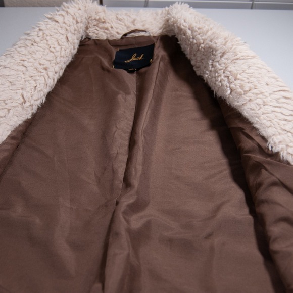 Jack Faux Leather Vest Longline Brown Faux Fur Collar Sleeveless Outerwear Large - Picture 8 of 13